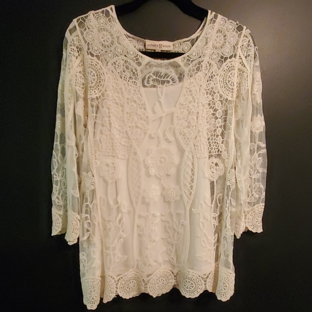 Altar'd State Sheer lace blouse